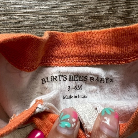 Burt’s Bees Baby Turkey Footed Onesie 3-6M EUC Fall Autumn Thanksgiving Footie - Picture 4 of 7